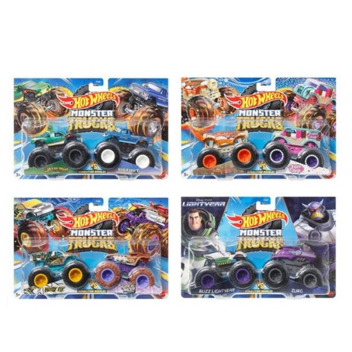 [MTFYJ64] Hot Wheels - Monster Trucks  Doble Demolición Blister Set/2 Surt/4 3a+