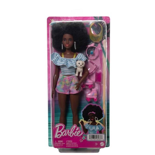 [MTHPL77] Muñeca Barbie con patines y Accesorios y Mascota 3a+