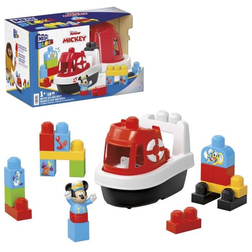 [MTHPB50] Fisher-Price Mega Blocks Bote de Mickey 18Pzs 1a+