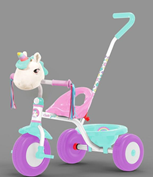 [PI11436UNI] Triciclo 3-D C/ Canasto & Guia para Empujar de Unicordio 3a+