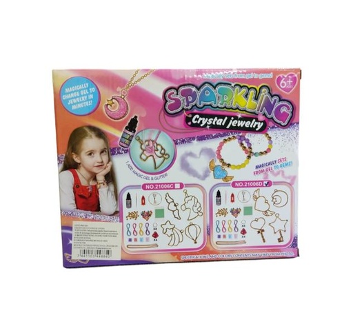 [WW21006D] Set de Joyeria con Gel Mágico,Brillo y Abalorios de Corazones 6a+