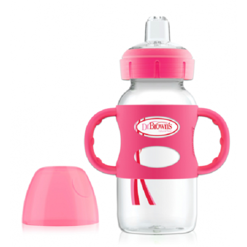 [DRWB91082] Chupon Ancho con Boquilla y Asas de Silicona 9 oz Rosa