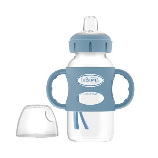 [DRWB91081] Dr. Browns - Chupon Ancho con Boquilla y Asas de Silicona 9 0Z Azul