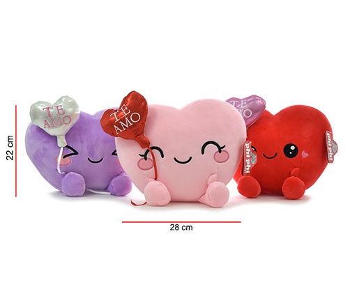 [PT8169] Peluches de Corazon 30cm 24m+ ( Surtido de 3 Se venden por Separado )