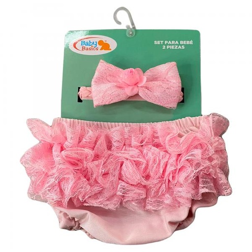 [FDBQ091014] Baby Basics Calzón Bombacho con Vincha para Bebé Unitalla Rosado