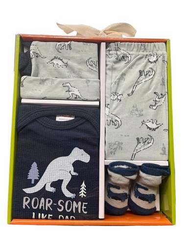 [FDBQ91015B] Conjunto Ropa para Bebé de Dinisaurios Caja de Regalo Unitalla