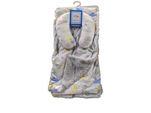 [FDPR4602] Baby Basics Cobija y Soprte de Cabeza Estampado Sol y Luna.