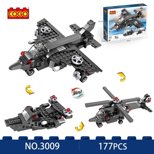 [CO3009] HelicópteroAvión Skybolt Armable 3en1 177pzs 6a+