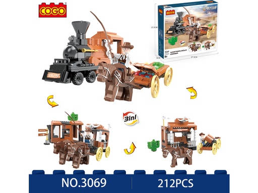 [CO3069] Cogo - Tren del Oeste Armable 212 pzs 6a+
