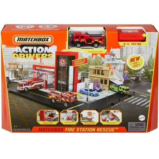 [MTHBD74] Matchbox Parqueo y Estación Rescate en Acción 3a+