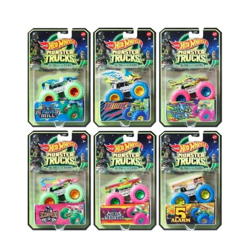 [MTHCB50] Hot Wheels Monster Trucks Glow in The Dark Escala 1:64 3a+ (Surtido de 6 Se Venden por Separado)