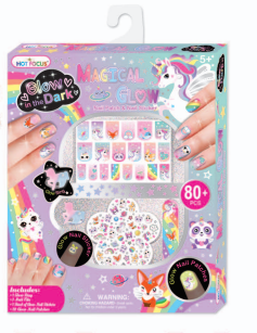 [HF071GD] Juego de Stiker para Uñas Mágico Brilla en la Oscuridad 80 pzs 5a+