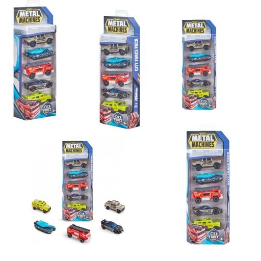 [ZU6767] Carritos de Metal  City Force  en Set de 5 3a+