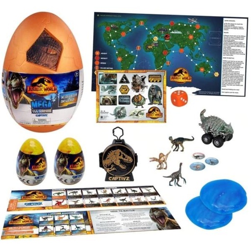 [BTTMJWDMGE] Jurassic Captivz Dominion Mega Huevo Dinosaurio 20cm con 20 Sorpresas