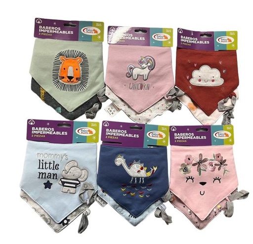 [FDBQ021011] Baby Basics Set de 2 Baberos Impermeable 0m+ (445924) ( Surtido de 6 Se venden por Separado )