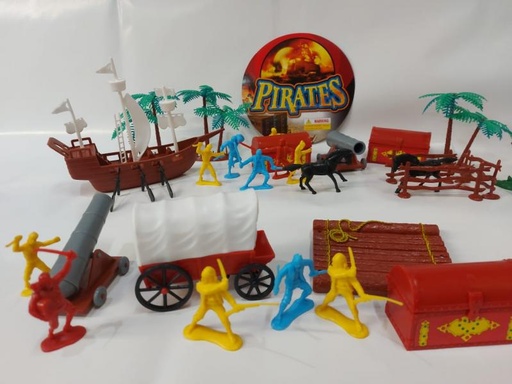 [HTR775] Piratas y Accesorios en Balde 100 Pzs 3a+