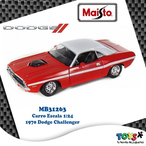 [MB31263] Carro Escala 1:24 1970 Dodge Challenger R/T Coupe 3a+