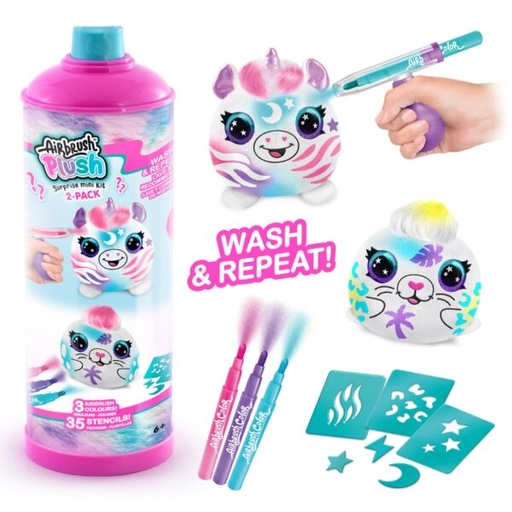 [CTOFG265] Airbrush - Set de 2 Peluches con Aerógrafo  Lavable 10cm Disp/6  Surt/3 6a+