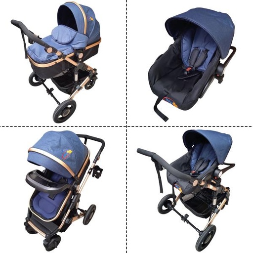 [FDAHA9188NB] Coche para Bebé 4 en 1 (Silla de Carro, Moisés, Portabebe) 0m+ (447546)