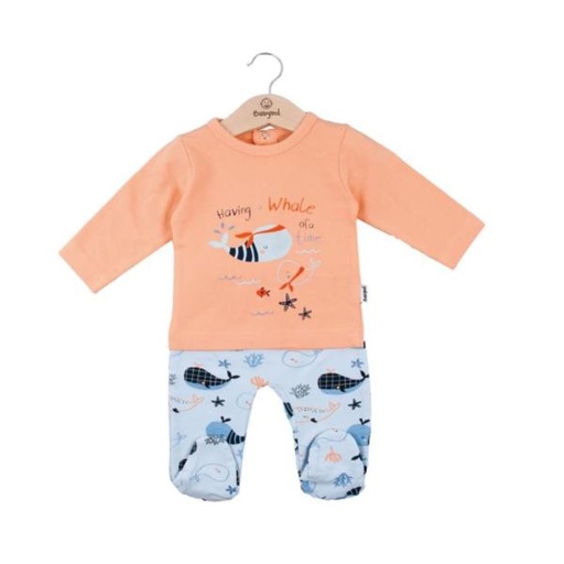 [BBL1300226M] Conjunto de 2 Piezas en Caja Manga Larga de Ballenas C/ Melocoton 6m (608337)