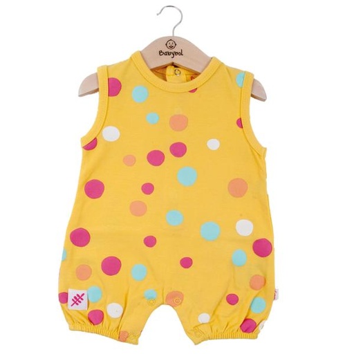 [BBL1301383M] Mameluco de Tirantes en Caja  Amarillo C/ Bolitas Niña 3m (610477)