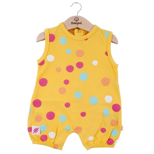 [BBL1301386M] Mameluco de Tirantes en Caja Amarillo C/ Bolitas Niña 6m (610484)