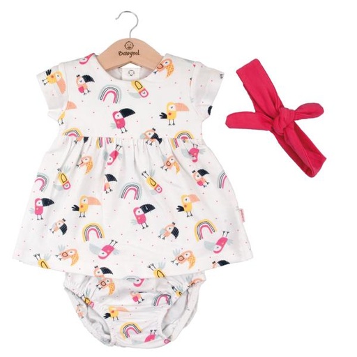 [BBL1301679M] Vestido + Braga + Cinta de Tucanes Blanco 9m (611054)