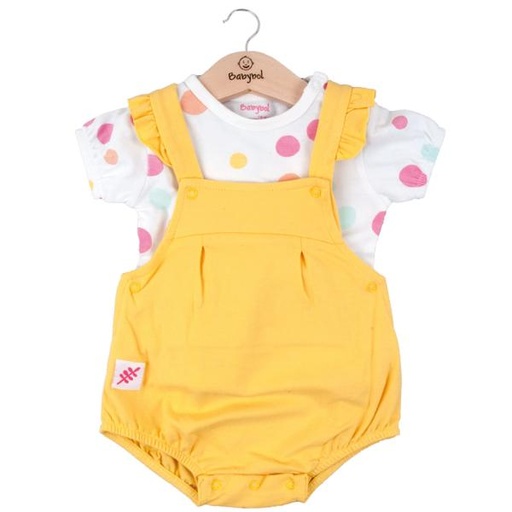 [BBL1301989M] Conjunto de 2 Piezas Overol Corto con  Blusa Amarillo 9m (611788)