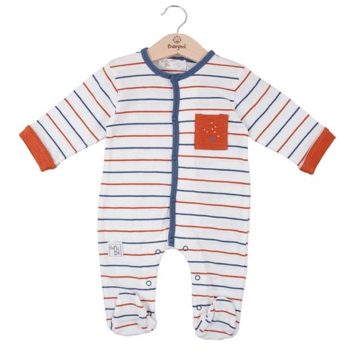 [BBL1308366M] Pijama Manga Larga en Caja Color Azul con  Rayas Niño 6m (614130)