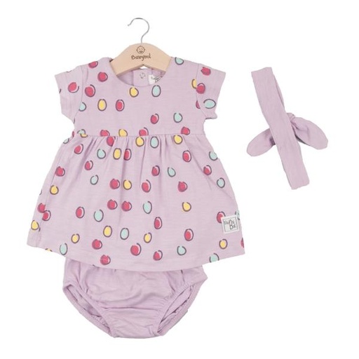 [BBL1308946M] Vestido con  Braga + Cinta color Malva 6m (615892)