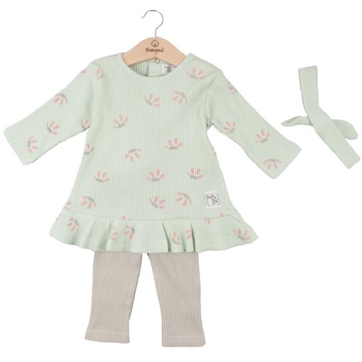 [BBL1309056M] Conjunto de 2 Piezas + Cinta Blusa manga larga con  Licra Verde Agua 6m (616318)