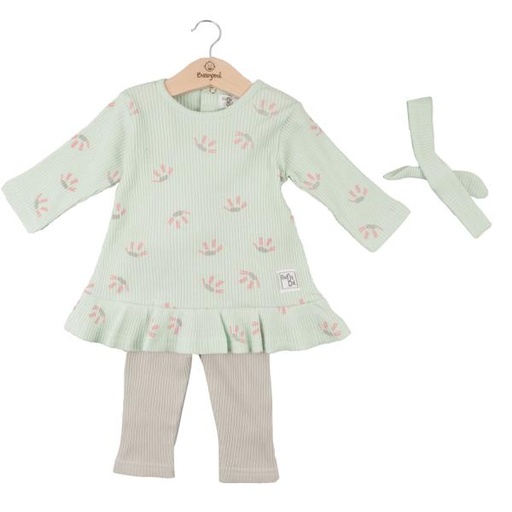[BBL1309059M] Conjunto de 2 Piezas + Cinta Blusa manga larga con  Licra Verde Agua 9m (616325)