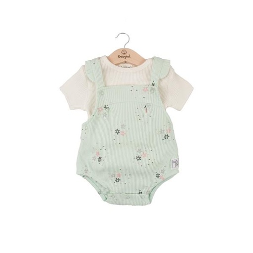 [BBL1309176M] Conjunto de 2 Piezas Overol de Estrellas Verde Agua 6m (616783)