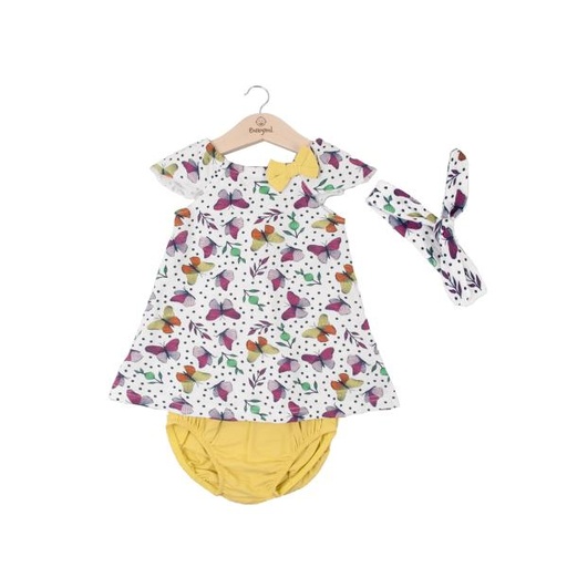 [BBL1310096M] Vestido + Braga + Cinta de Mariposas 6m (632998)