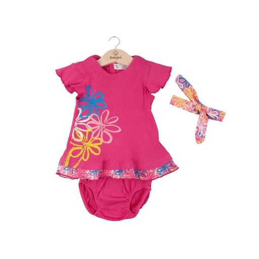 [BBL1310176M] Vestido + Braga + Cinta Fucsia C/ Flores 6m (633599)