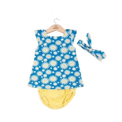 [BBL13102212M] Vestido de Flores Azul C/ Blanco 12m (633902)