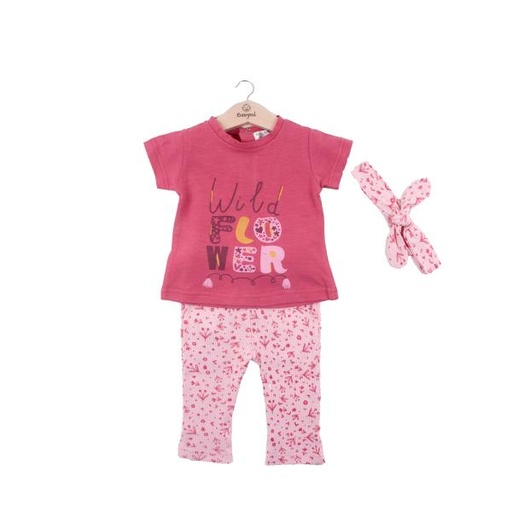 [BBL13104112M] Conjunto de 2 Piezas + Cinta Blusa C/ Licra Color Frambuesa 12m (635388)