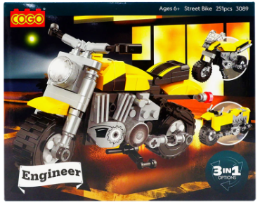 [CO3089] Cogo - Motocicleta Armable 3en1 251 Pzs 6a+