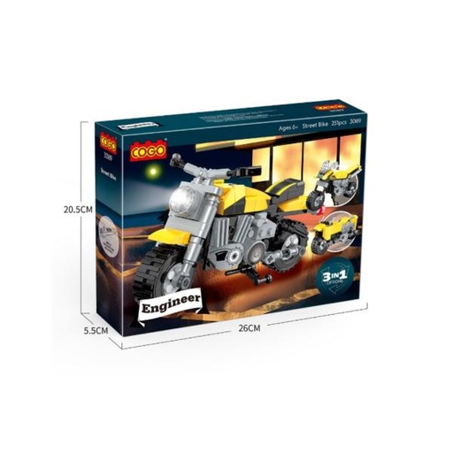 [CO3089] Cogo - Motocicleta Armable 3en1 251 Pzs 6a+