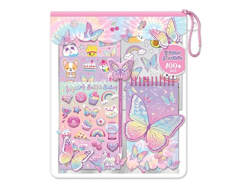 [HF341TB] Estuche de Libreta con Stiker de Mariposas  100Pzs  5a+
