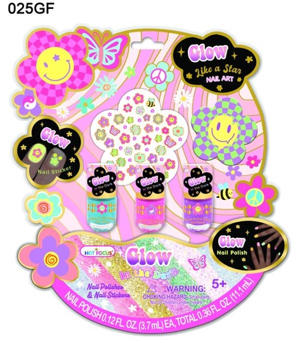 [HF025GF] Juego de Esmaltes Brilla en la Oscuridad 5a+