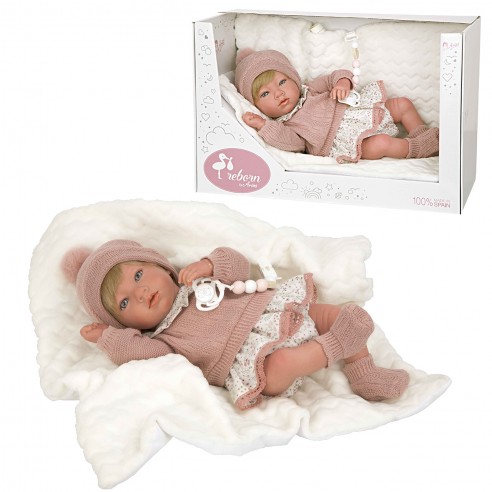 [AS98144] Bebé Real 40 cm Abril Rosa C/Manta 6a+