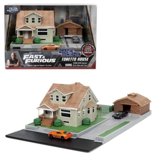 [JA33668] Casa de Toretto con 2 Mini Carros de Rápidos y Furiosos 8a+
