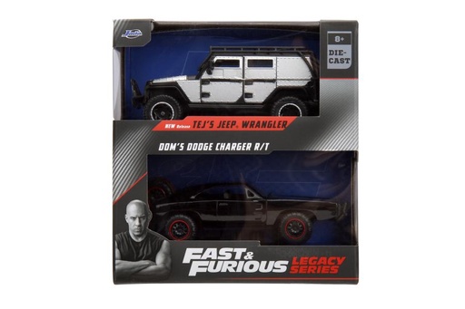[JA34252] Carro Fast & Furious Legacy Set de 2 8a+ Esc:1:32 ( Jeep Wrangler Dom's Dodge)