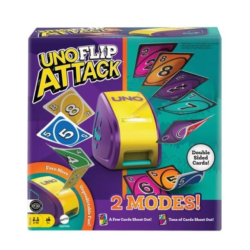 [MTHXT54] Mattel Games - Juego de Mesa Uno Flip Attack 2 Modalidades 7a+