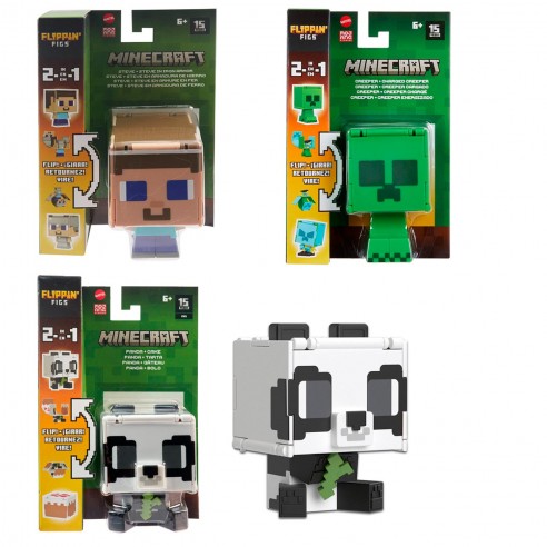 [MTHTL43] Figuras Minecraft Vanilla Flippin' Figs 2en1 6a+ ( Surtido de 3 - Se venden por separado )