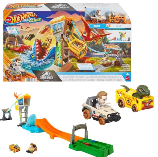 [MTHWV65] Pista Hot Wheels Racerverse Jurassic World Ataque de Raptores 4a+
