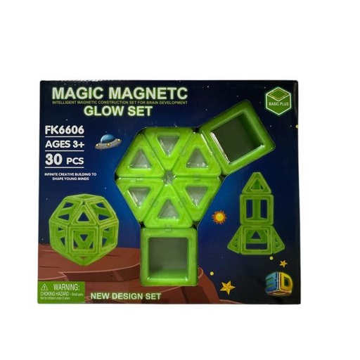 [WWFK6606] Bloque Magnéticos 30Pzs Brillan en la Oscuridad 3a+ (452700)