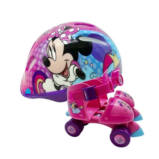 [PI11443MN] Patines de 4 Ruedas con  Casco de Minnie para Principiantes T2730 3a+