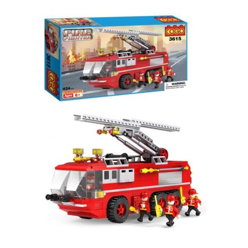 [CO3615] Camión de Bomberos Bloques de Armar 424pzs 6a+